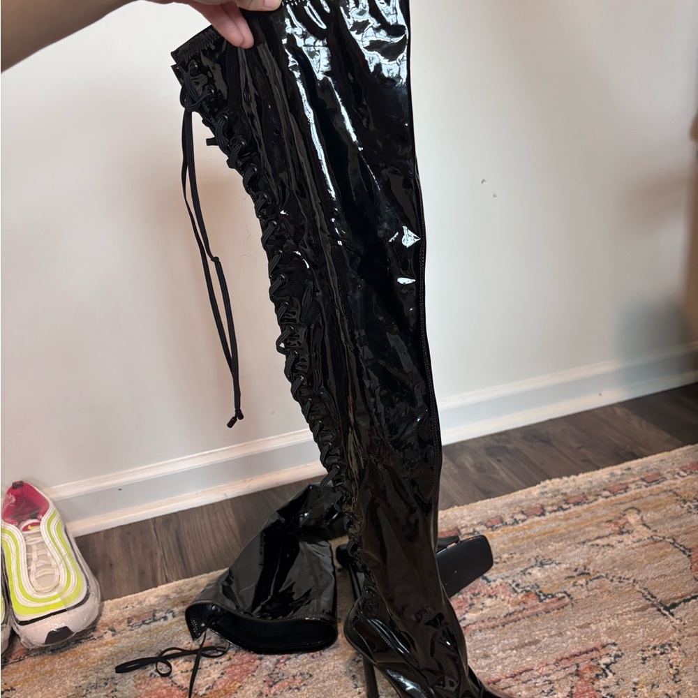 Steve Madden Shiny Black Over-the-Knee Boots